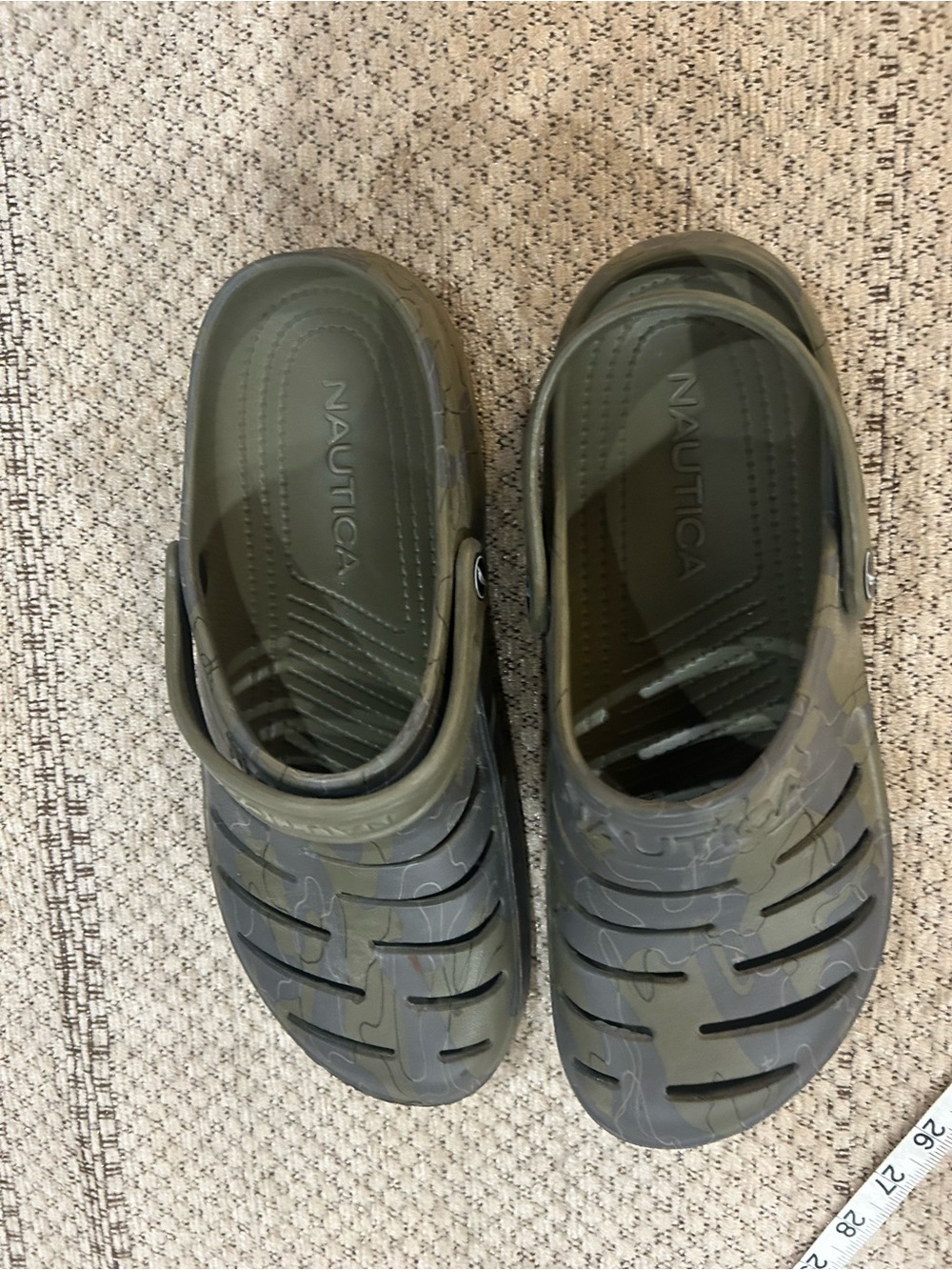 Nautica Olive Green Camo Clog Sandals with Rear Strap